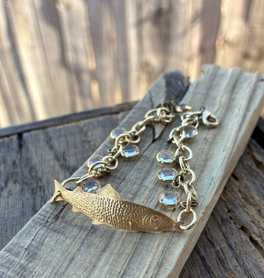 Gold Crystal Fish Bracelet