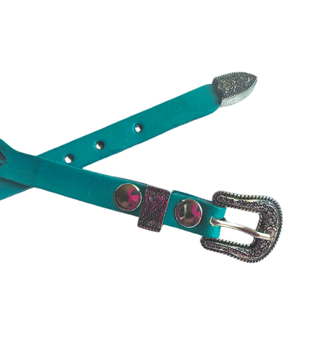 Hand Tooled Turquoise Leather Hat Band