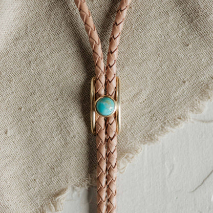 Turquoise Brass Buckle Bolo Tie