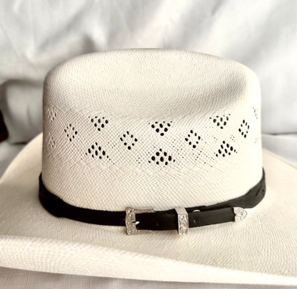 Hand Tooled Black Leather Black Hat Band