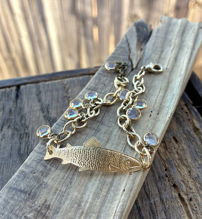 Gold Crystal Fish Bracelet