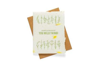 Wild Birthday Seed Card Letterpress Greeting Card