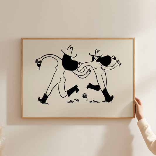 Frolicking Cowgirls Art Print