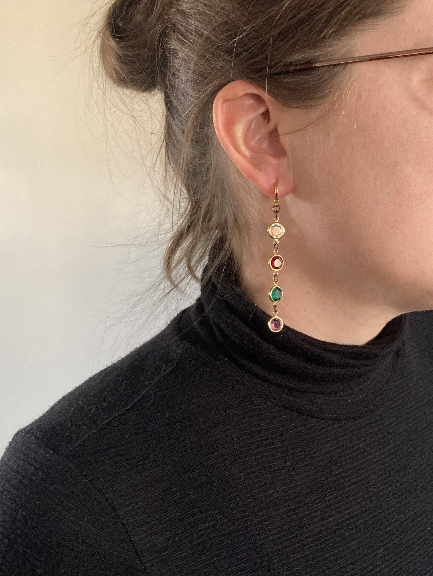 Colorful Vintage Crystal Drop Earrings