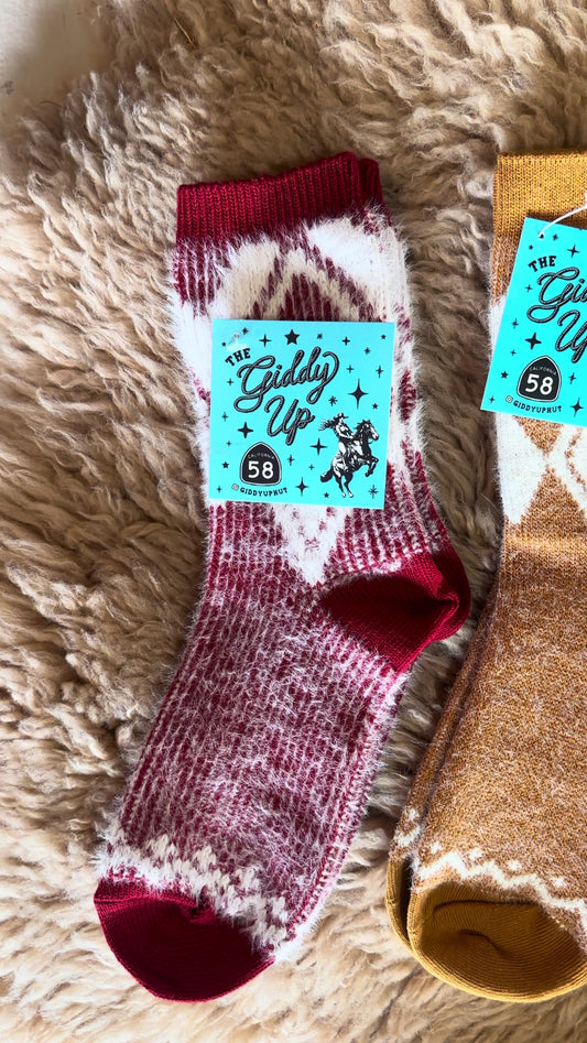 Fuzzy Diamond Socks