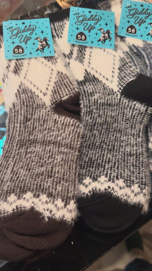 Fuzzy Diamond Socks