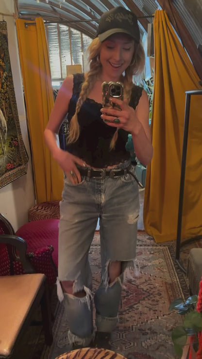 Lace Stretch Button Tank